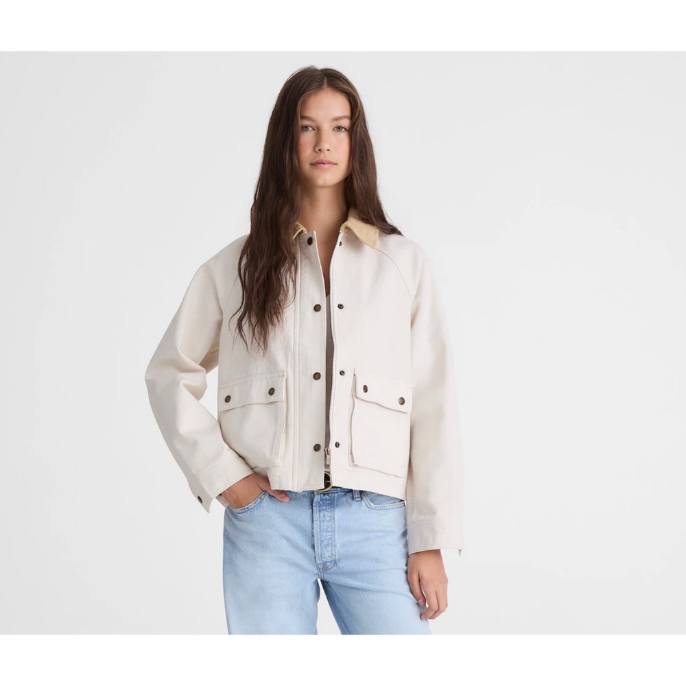 Madewell | NWT Billie Short Barn Jacket Vintage Canvas Tan Corduroy | Sz M
